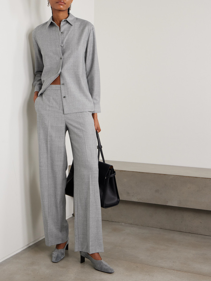 Theory Pleated Wool-flannel Wide-leg Pants outlook