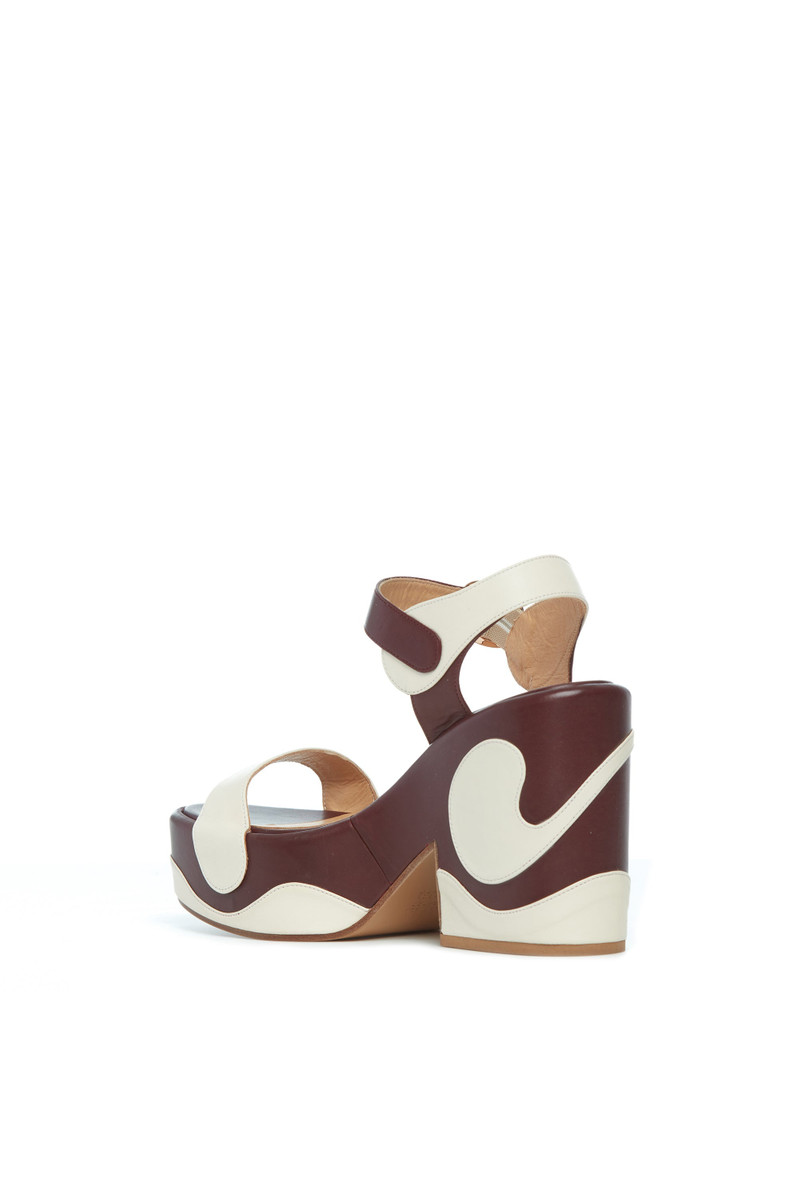 GABRIELA HEARST Iris Platform Sandal in Cream Bordeaux Leather outlook