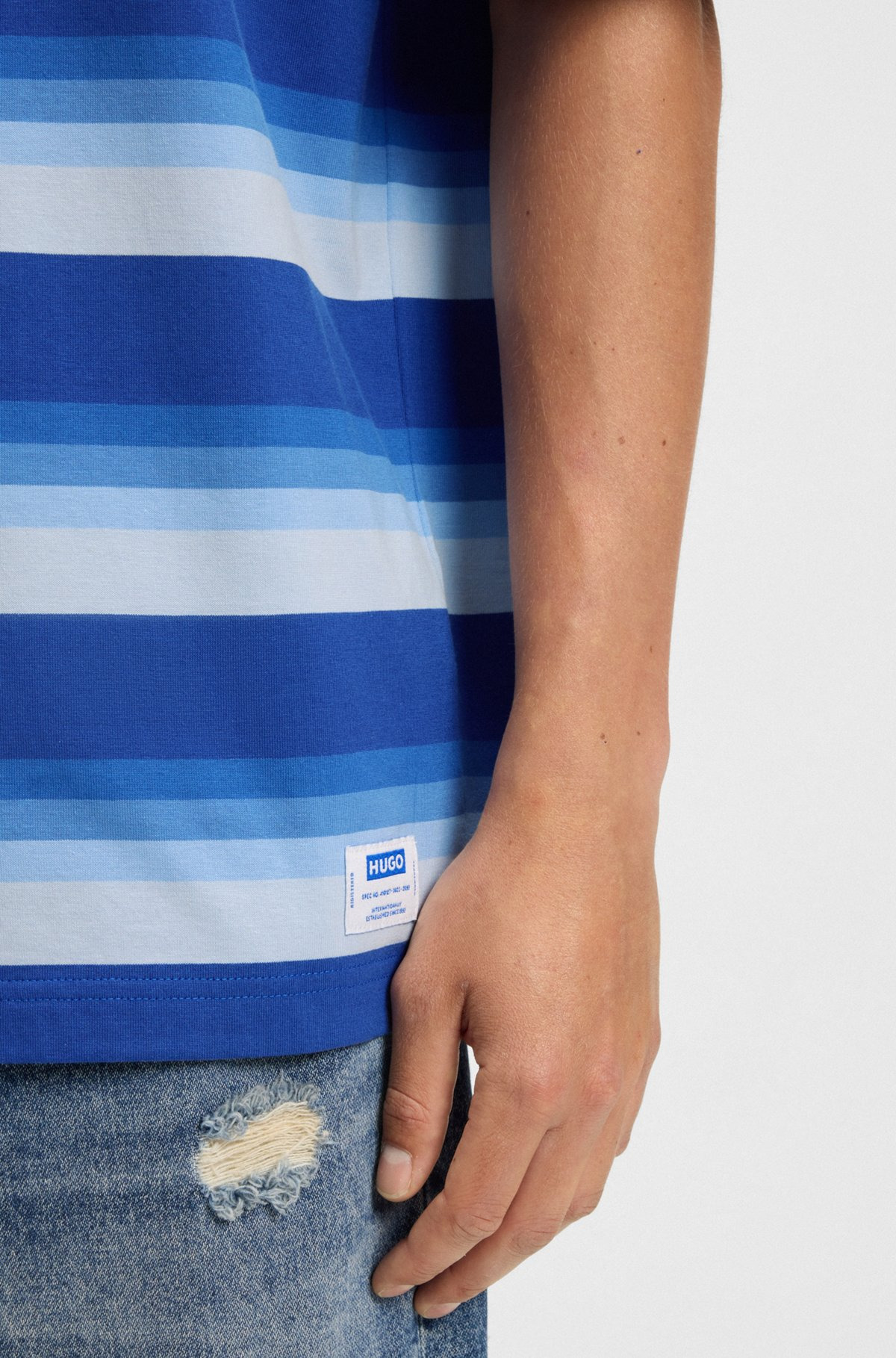 LOOSE-FIT T-SHIRT IN COTTON WITH BLOCK STRIPES - 3