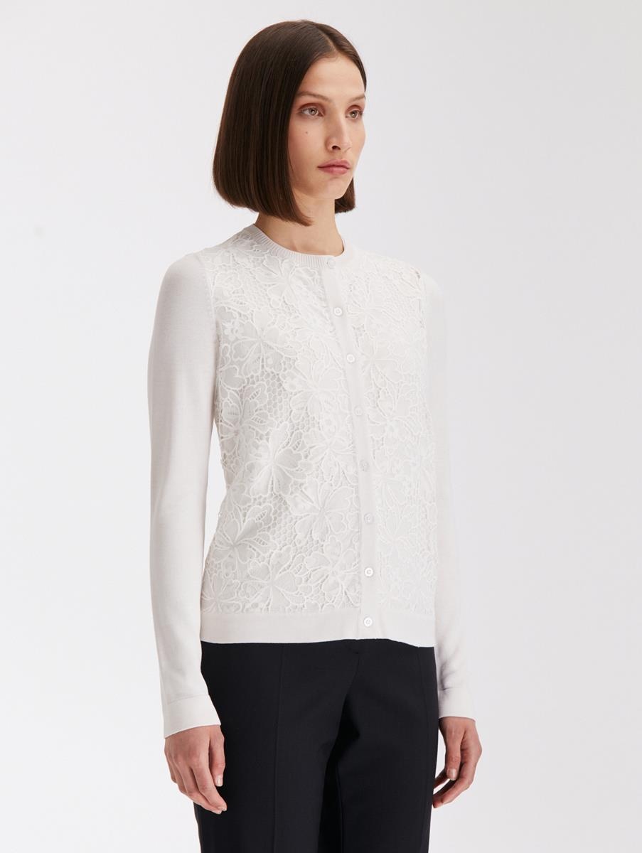 CHANTILLY LACE GUIPURE INSET CARDIGAN - 4