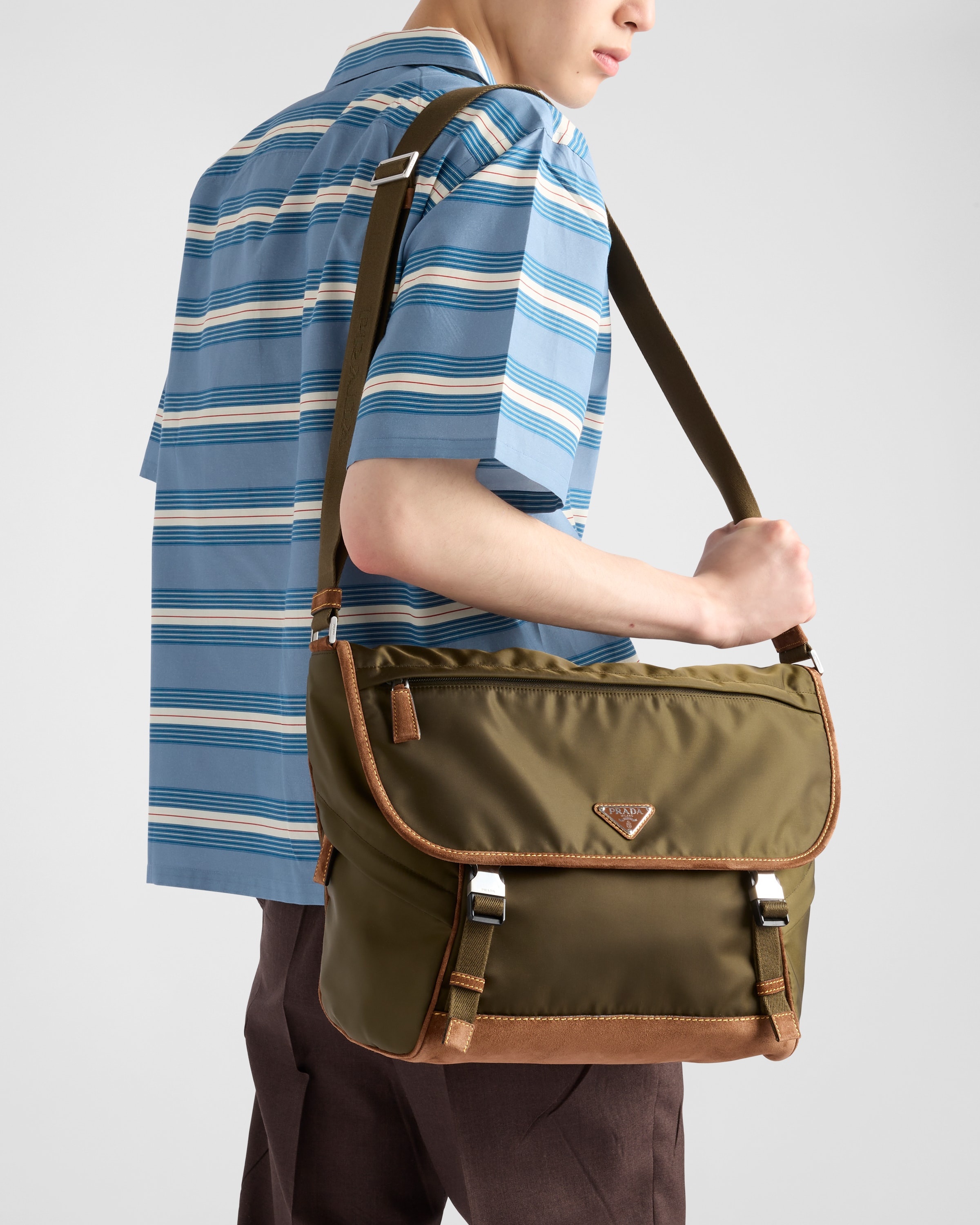 Large Re-Nylon and suede shoulder bag - 7