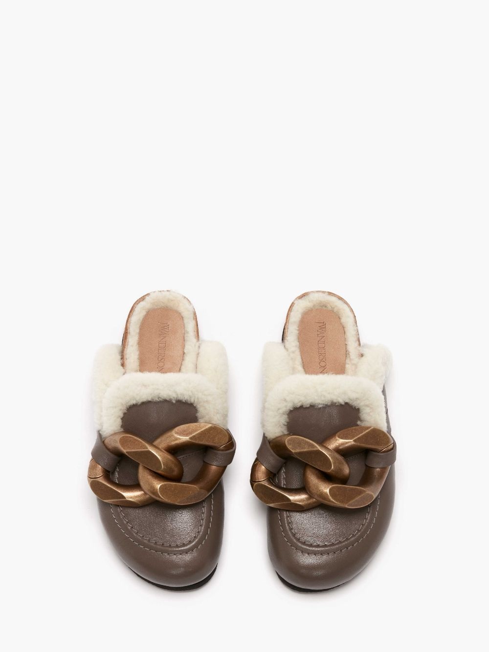 CHAIN LOAFER SHEARLING MULES - 4