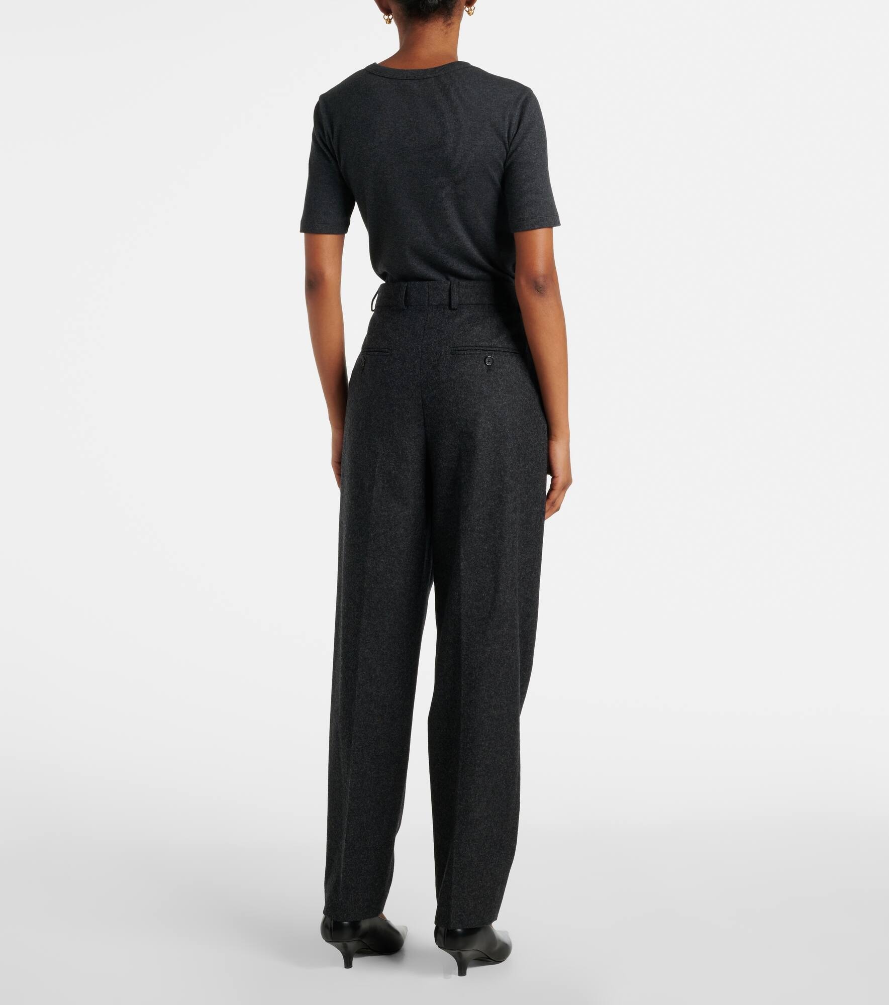 Low-waist wool-blend straight pants - 3