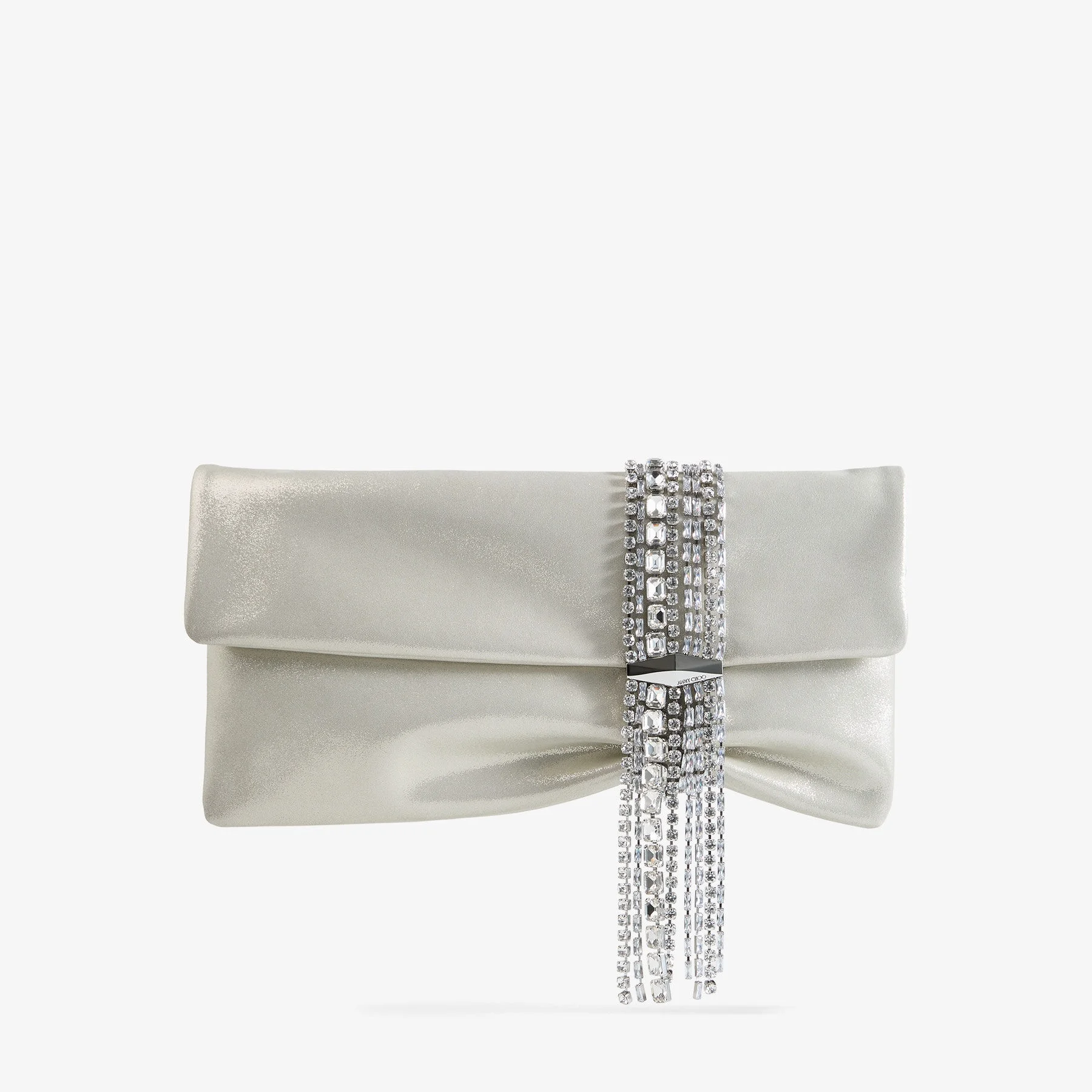 Zandra
Light Soft Gold Shimmer Suede Clutch with Chain Bracelet - 1