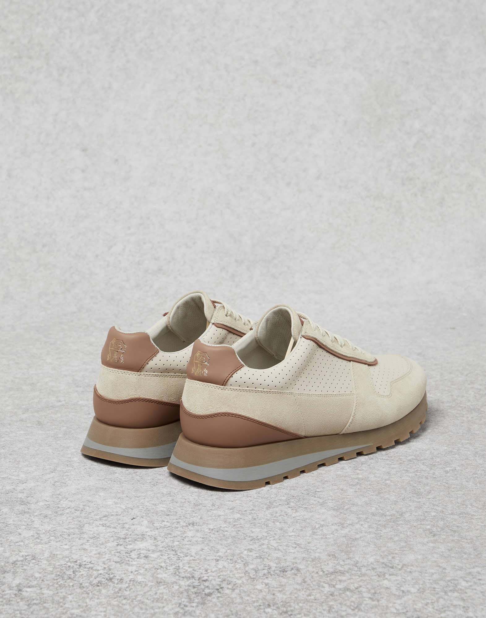 Punched calfskin and suede runners - 2