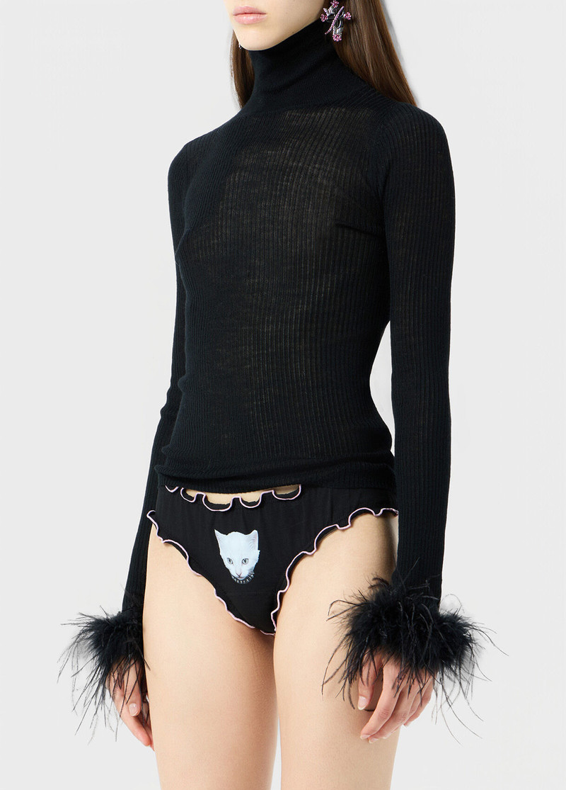 RIBBED WOOL SWEATER WITH FEATHERS 4