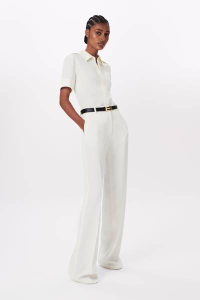 Victoria Beckham Straight Leg Trouser in Off White outlook