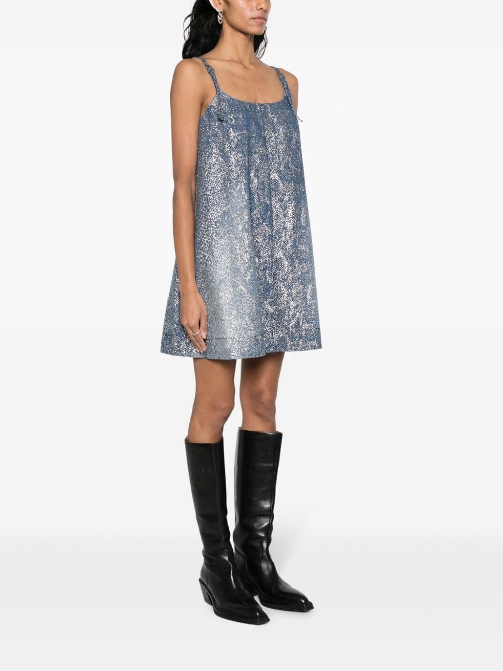 lamÃ© shift denim dress - 3