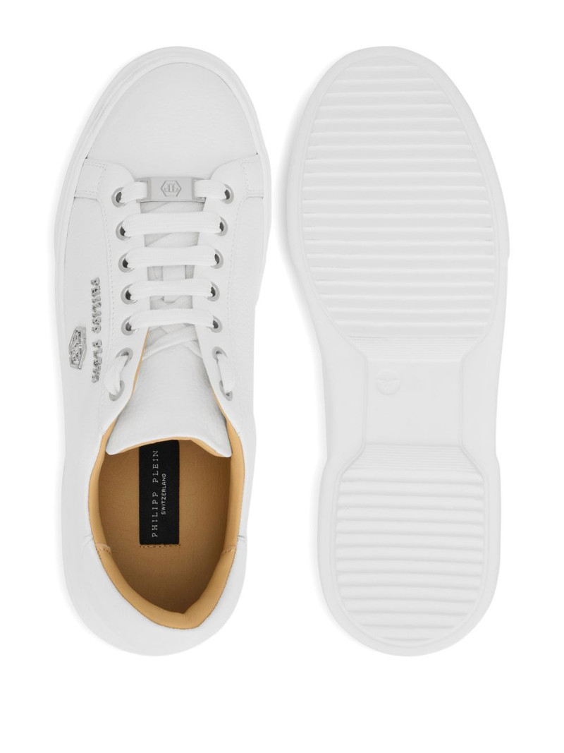 hexagon-logo leather sneakers 4