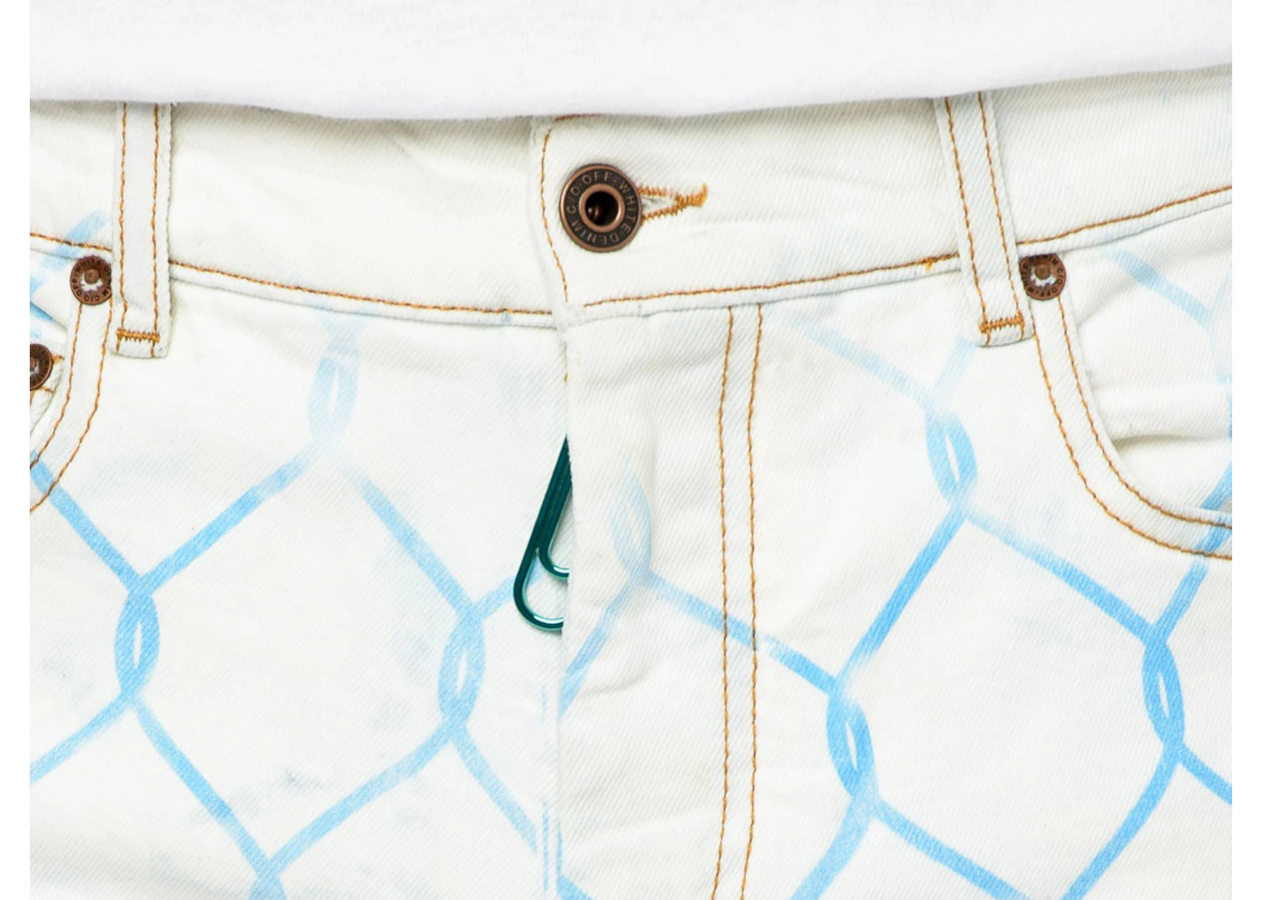 OFF-WHITE Fence Bleached Skinny Fit Denim Jeans Bleach/Light Blue - 2
