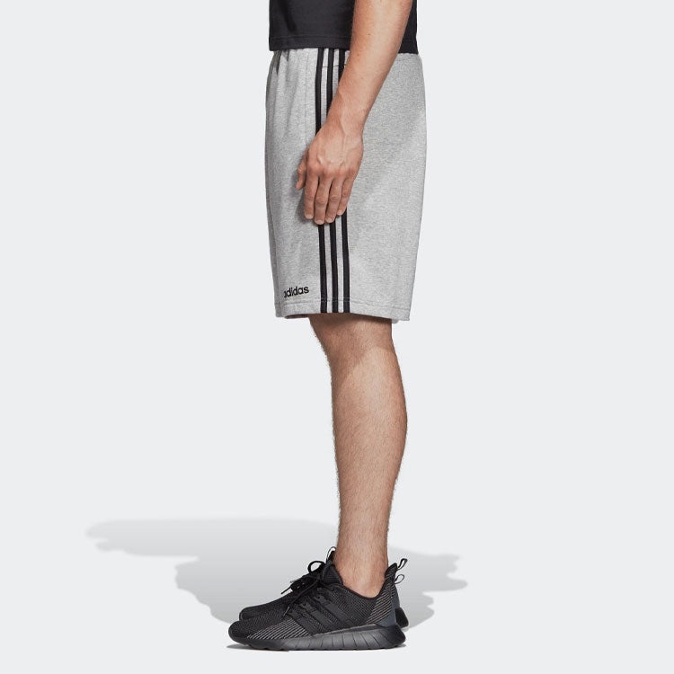 Men's adidas Stripe Logo Training Knit Casual Sports Shorts Gray DU7831 - 5