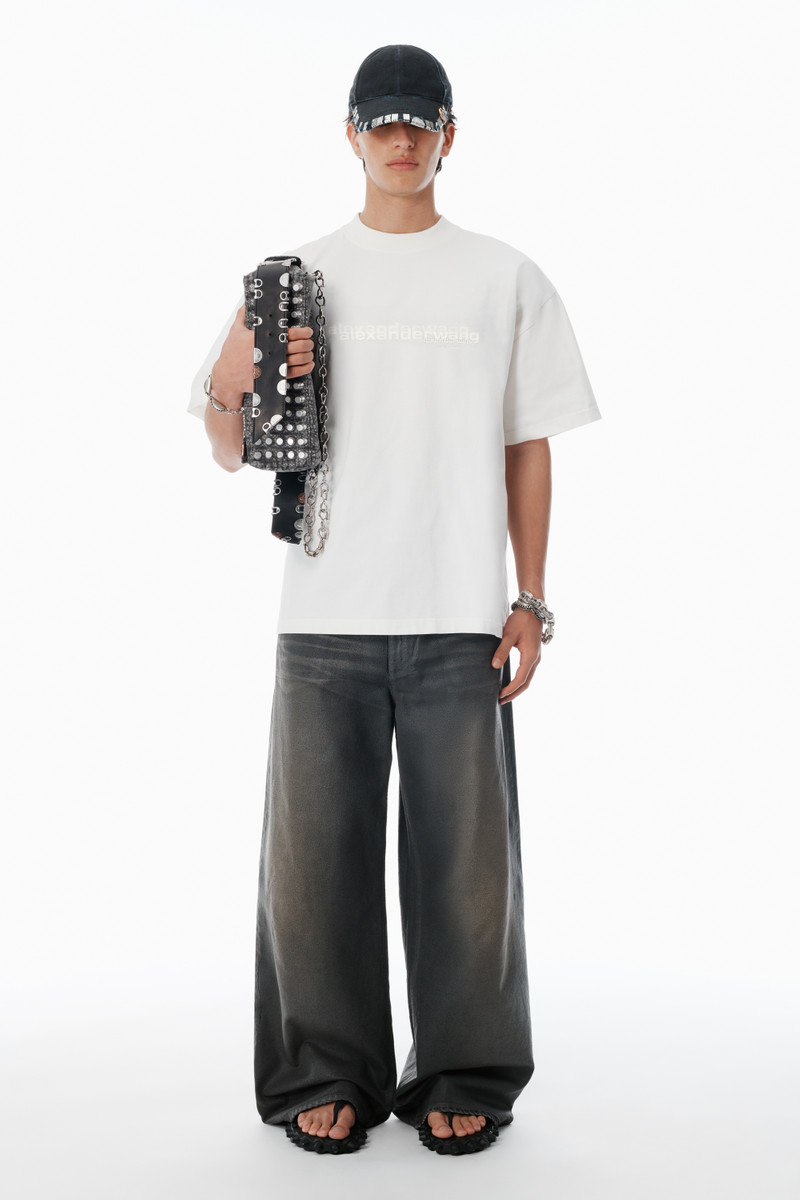 Alexander Wang White Cotton Oversized Logo Tee outlook