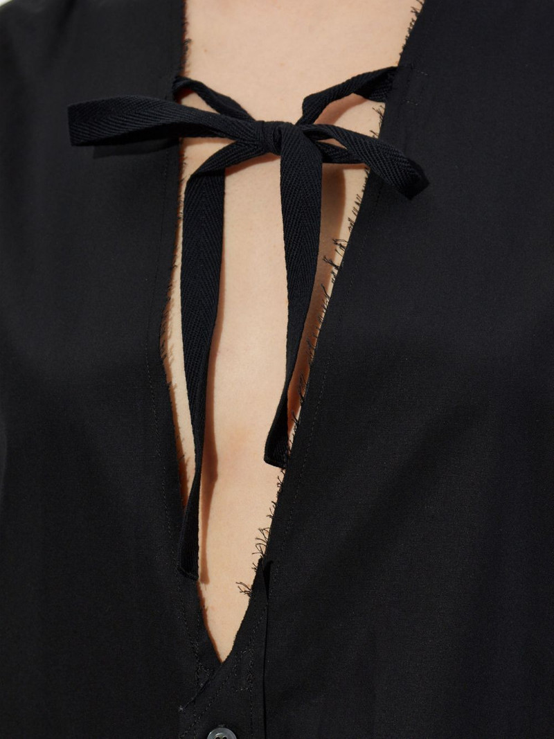 frayed-edge tie-fastening shirt 5