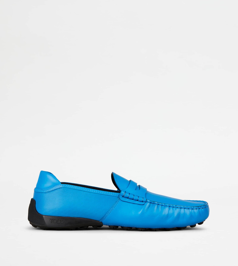 LOAFERS IN LEATHER - LIGHT BLUE, BLACK 1