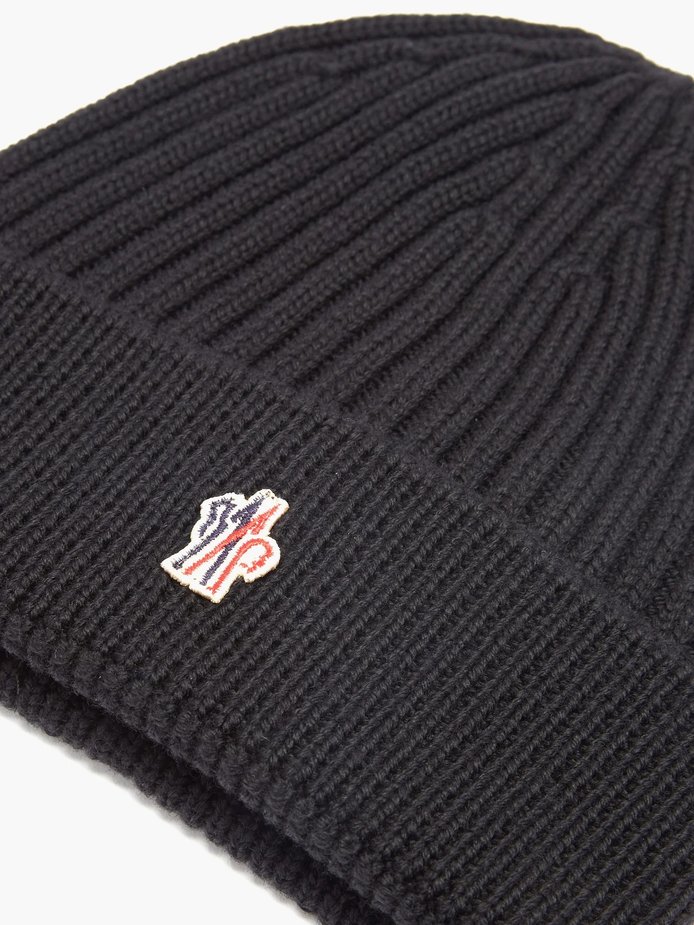 Logo-patch ribbed wool beanie hat - 2