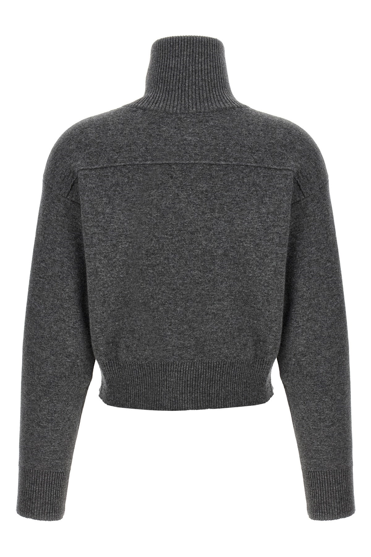 'Shiny Zipper Pull' Wool cardigan - 2