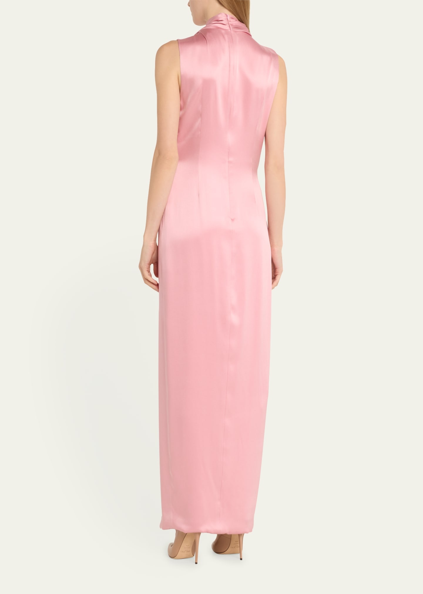 Draped Cowl-Neck Silk Gown - 3