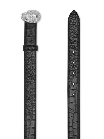 PHILIPP PLEIN crocodile-embossed skull-buckle leather belt outlook