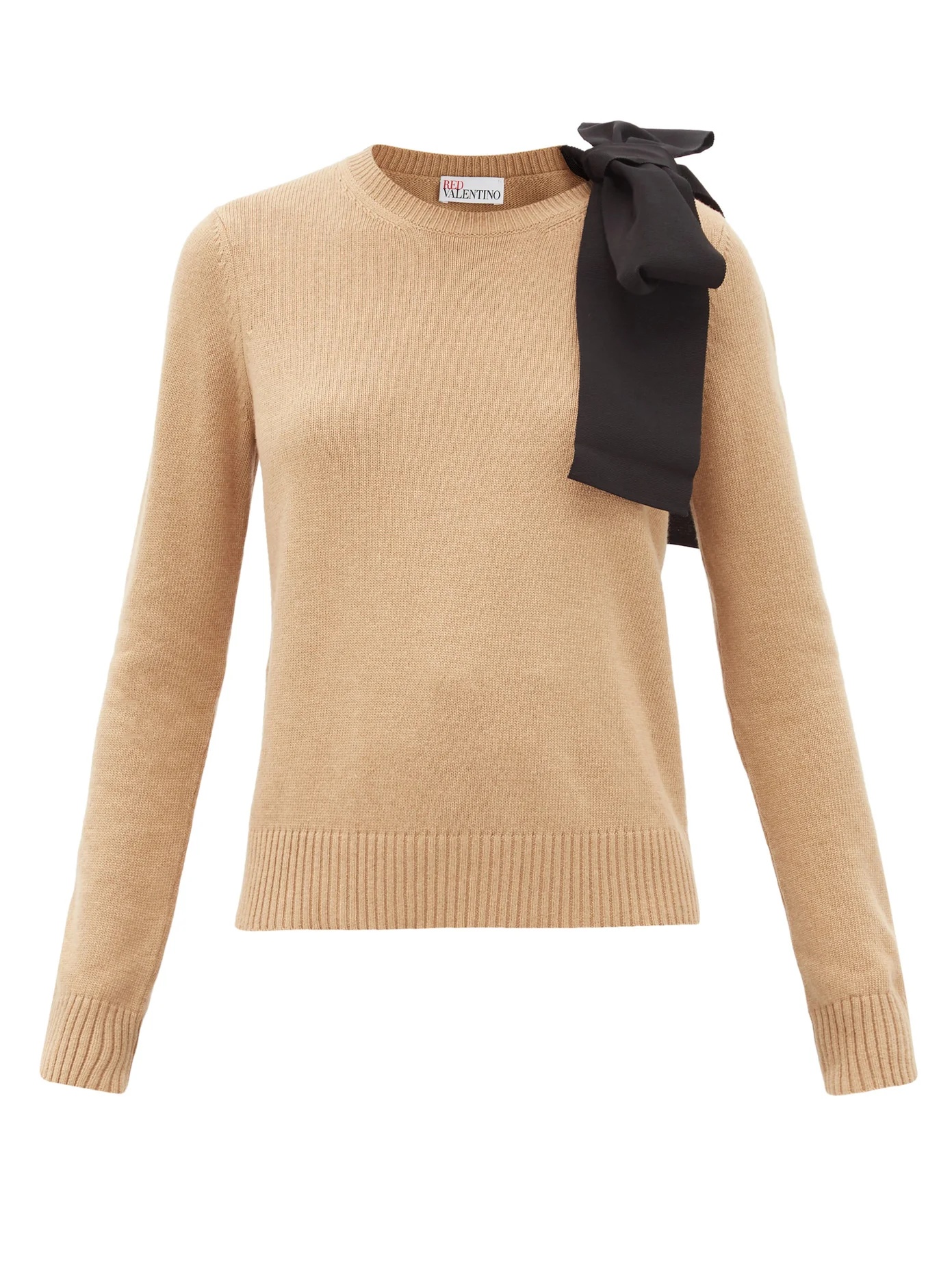 Grosgrain-bow cotton-blend sweater - 1