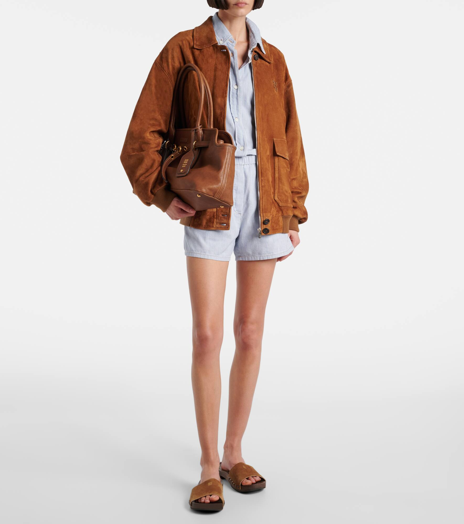 Logo faded suede mules - 3