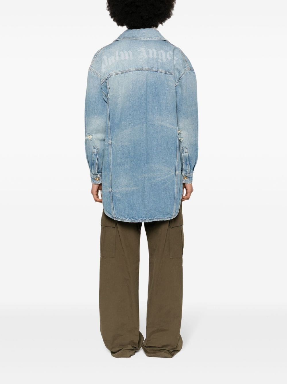 washed-logo denim jacket - 4