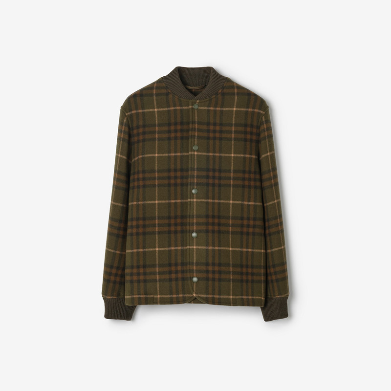 Check Wool Cashmere Bomber Jacket 1