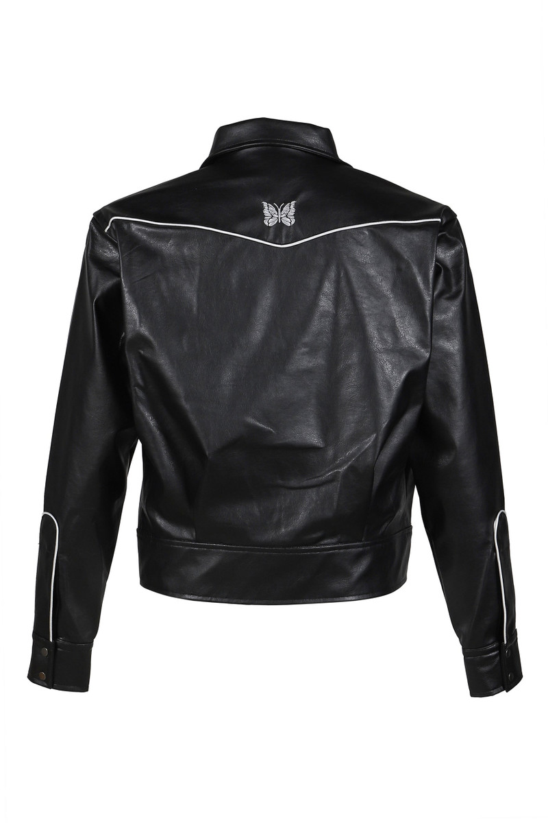 NEEDLES PIPING COWBOY JACKET - SYNTHETIC LEATHER (EXCLUSIVE) / BLK outlook