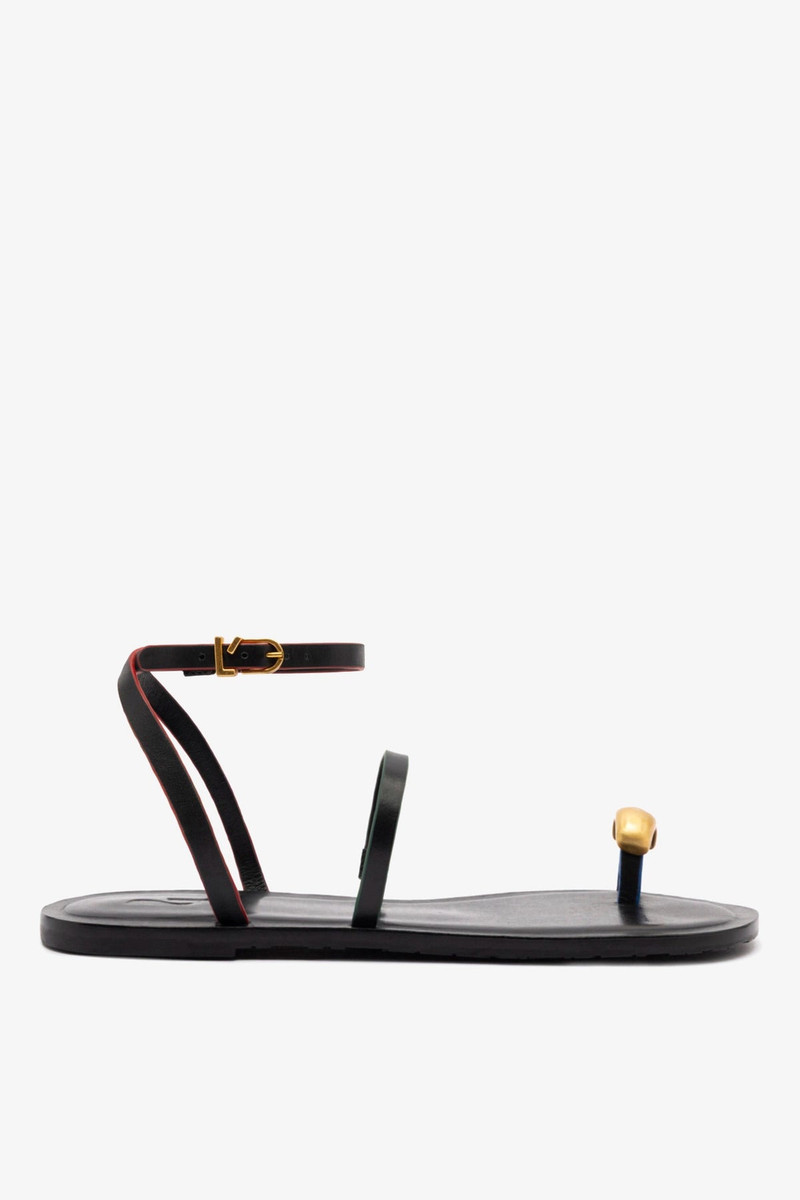 Biarritz Flat Sandal In Black Leather 1
