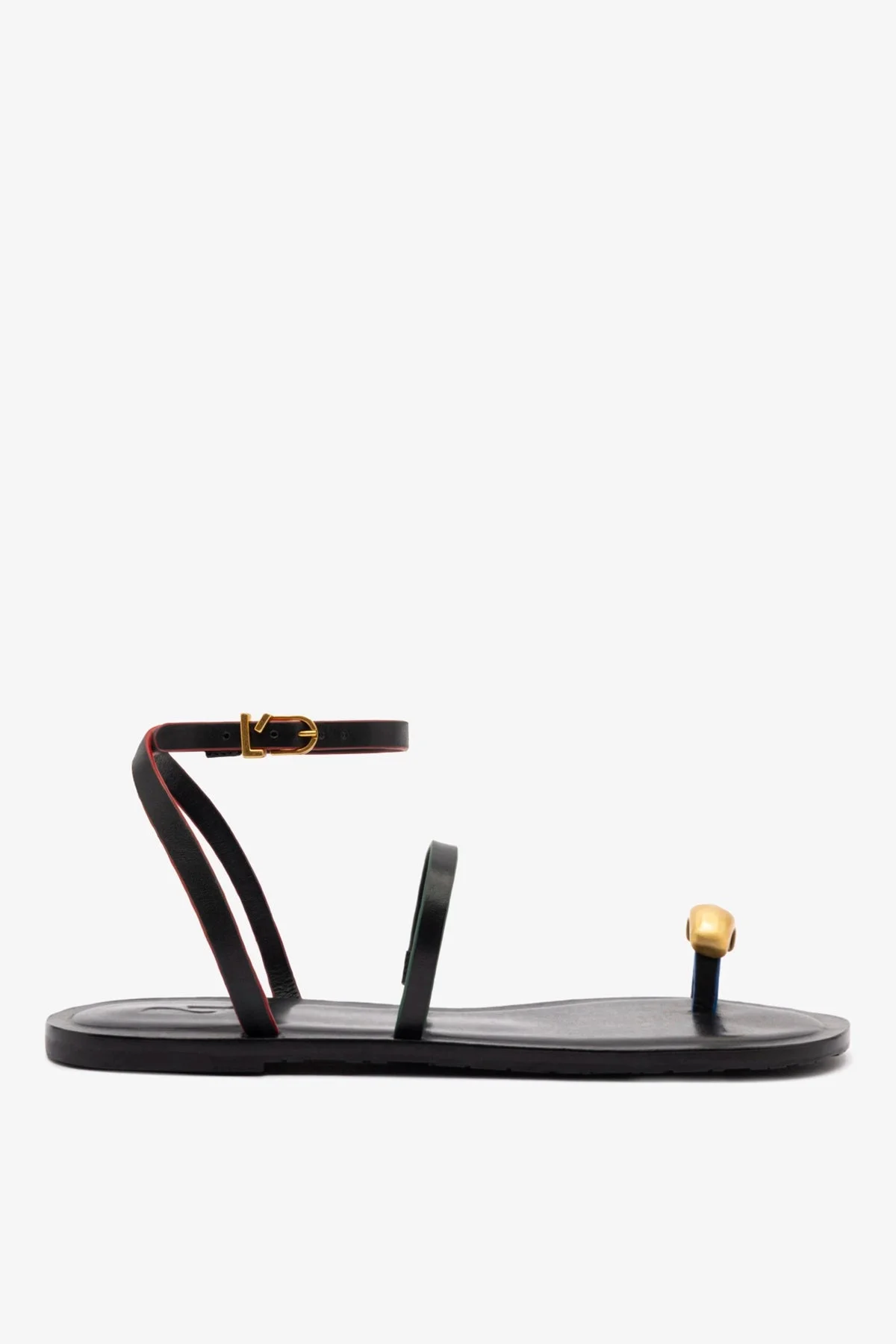Biarritz Flat Sandal In Black Leather - 1