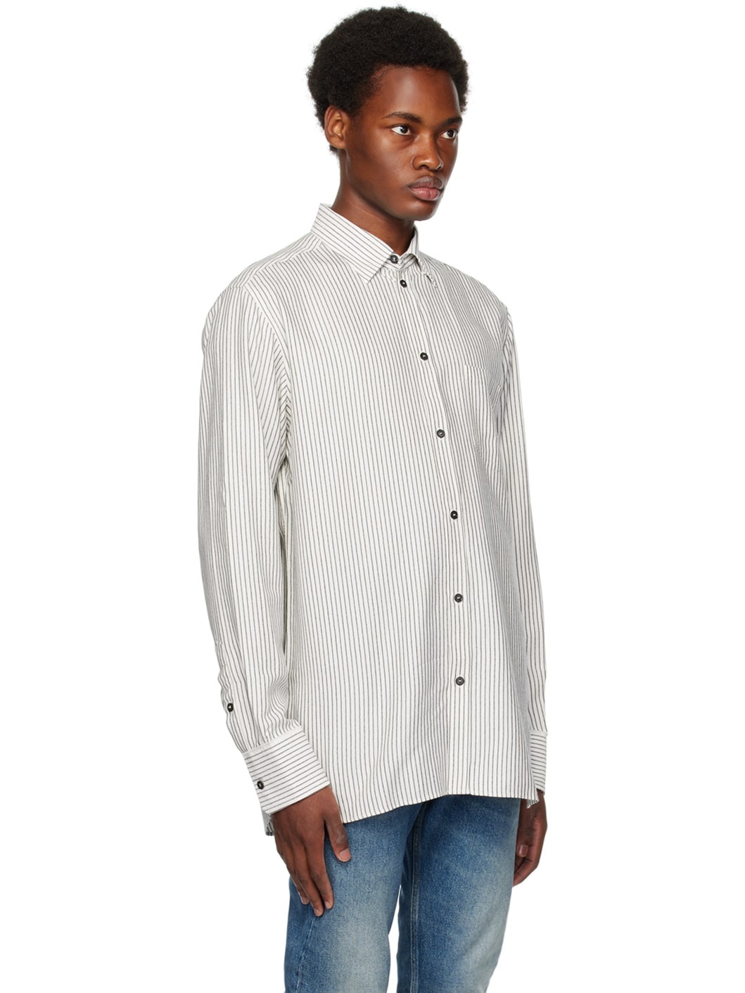 White & Black Striped Shirt - 2