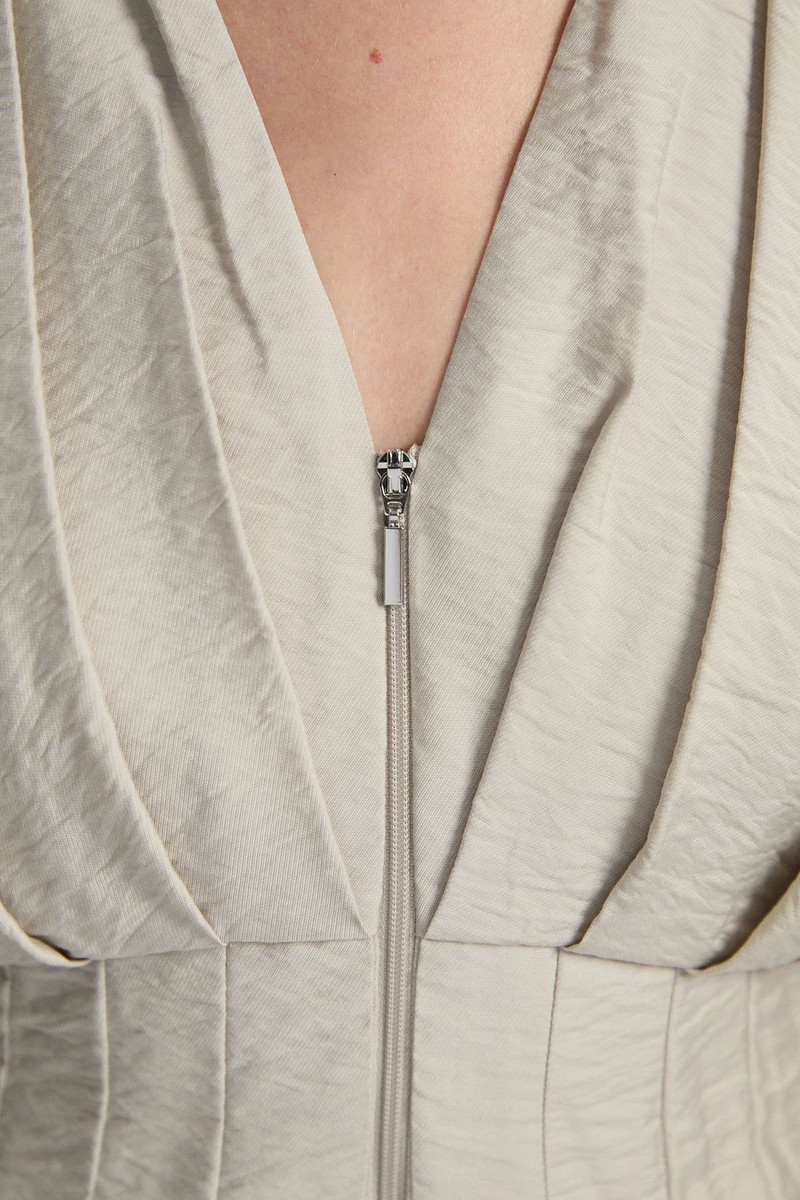 Pleated Neck Tie Detail Woven Short Sleeve Shirt 3