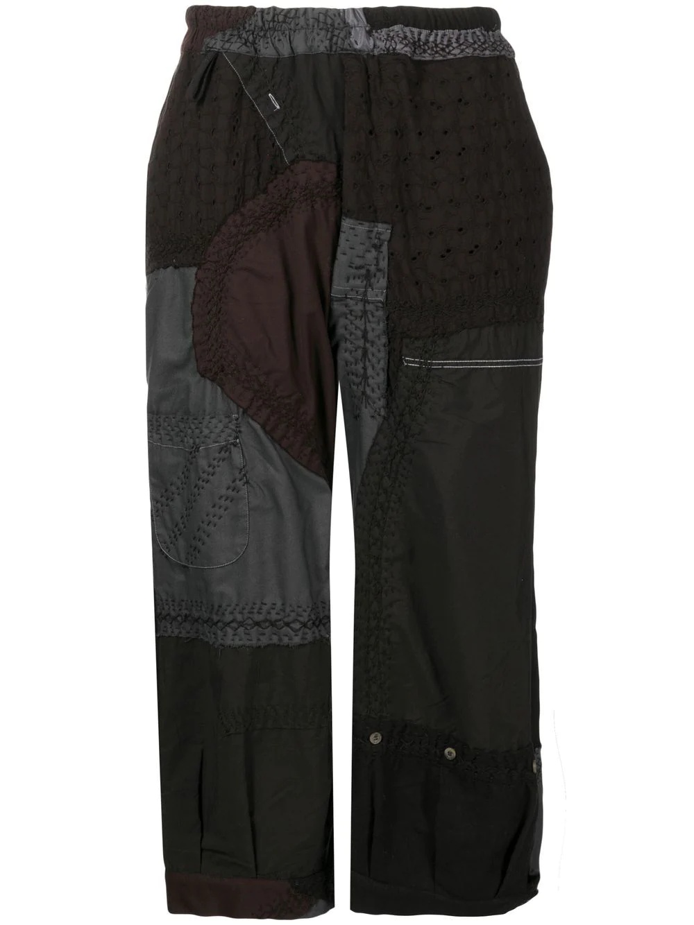 patchwork slip-on cropped trousers - 1