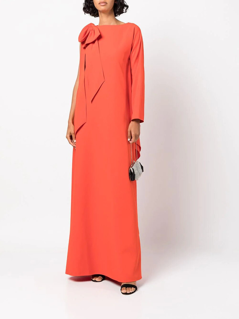 ONE ARM DRAPED CREPE KAFTAN WITH BOW 1