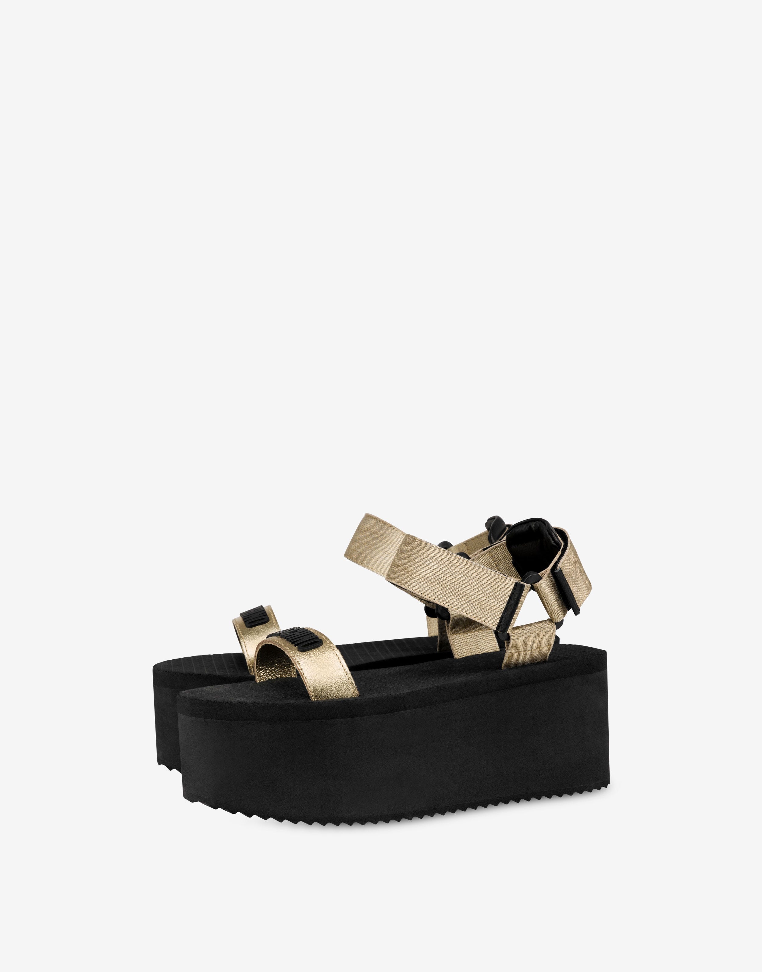 RUBBER LOGO FLATFORM WEDGE SANDALS - 1