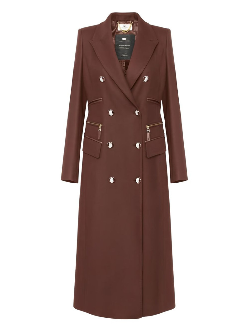 enamelled-button double-breasted coat 1