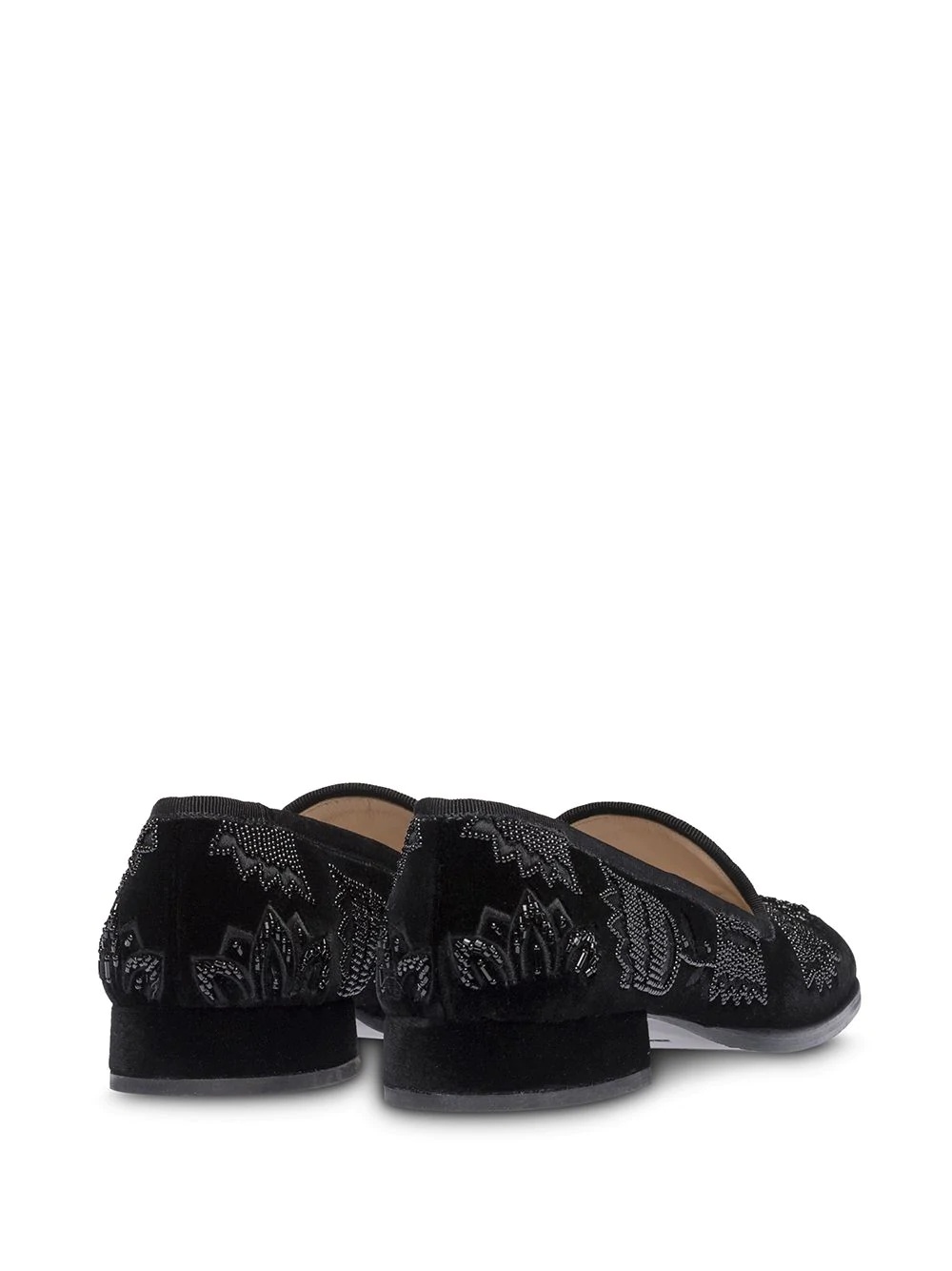 beaded velvet square-toe slippers - 3