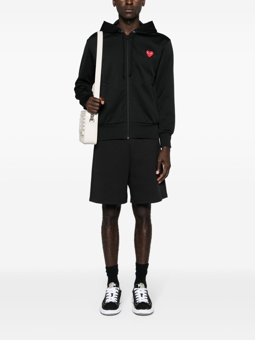 heart-embroidered zip-up hoodie - 3
