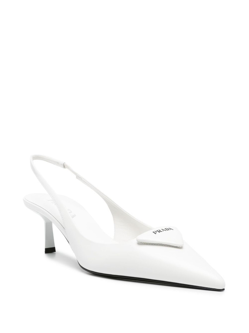 Prada 75mm triangle-logo slingback pumps outlook