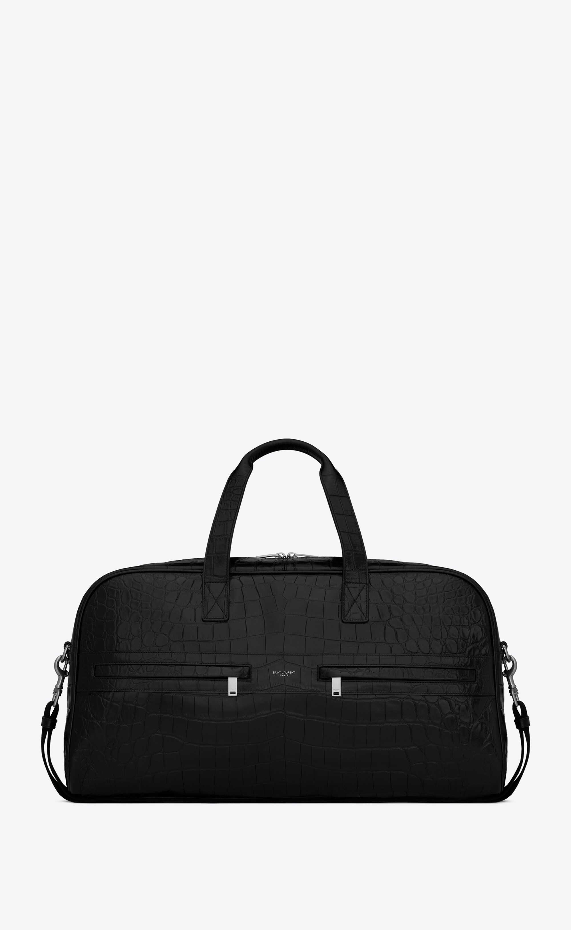 camp duffle bag in crocodile-embossed leather and cotton - 1