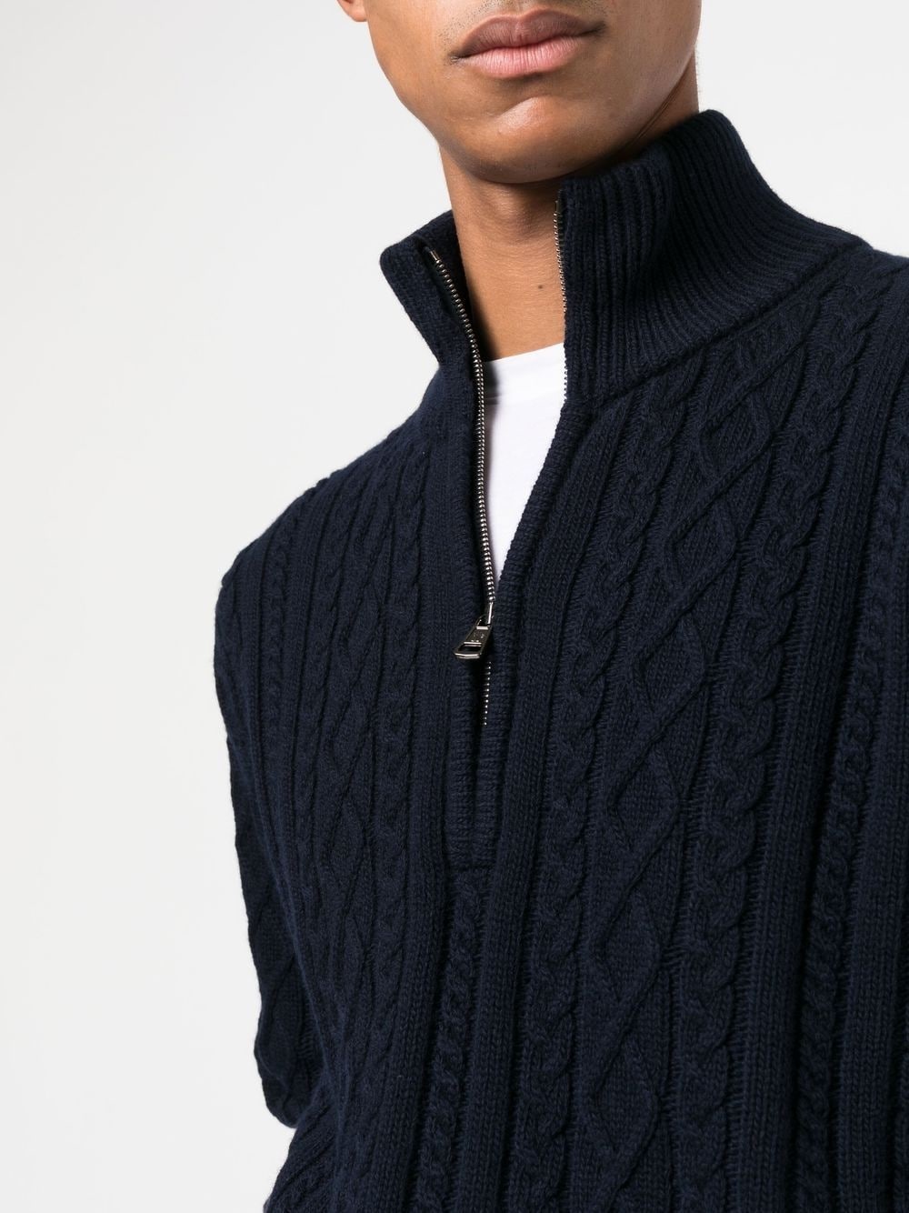 cable-knit half-zip jumper - 5