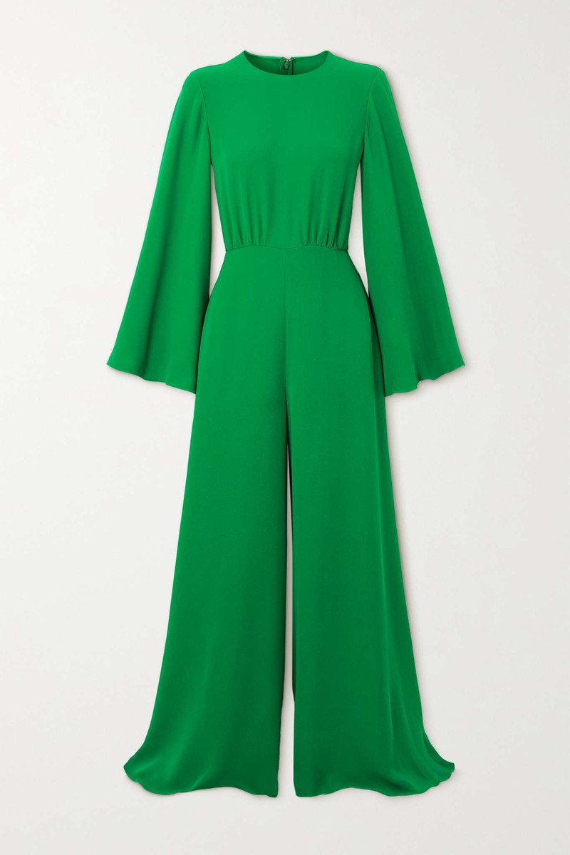 Gathered silk-crepe jumpsuit 1