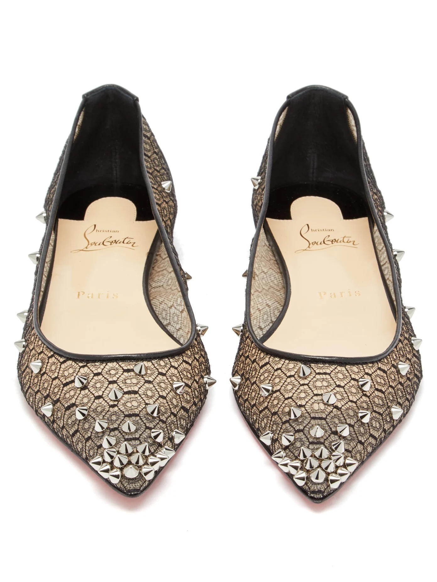 Spike-embellished lace ballet flats - 5