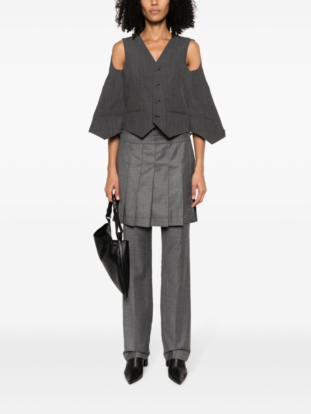 deconstructed pinstripe wool waistcoat - 2