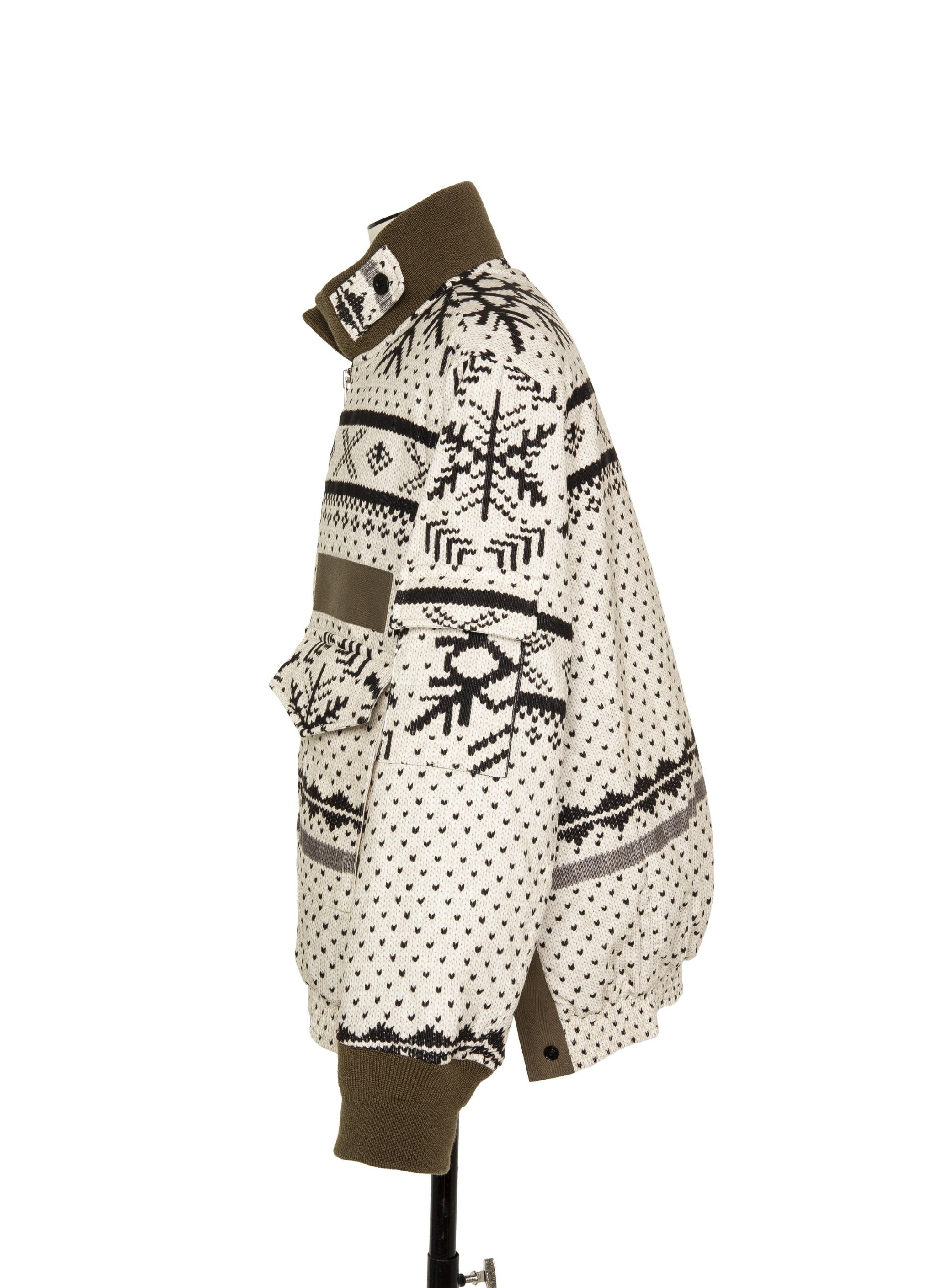 Pattern Knit Print Blouson - 4