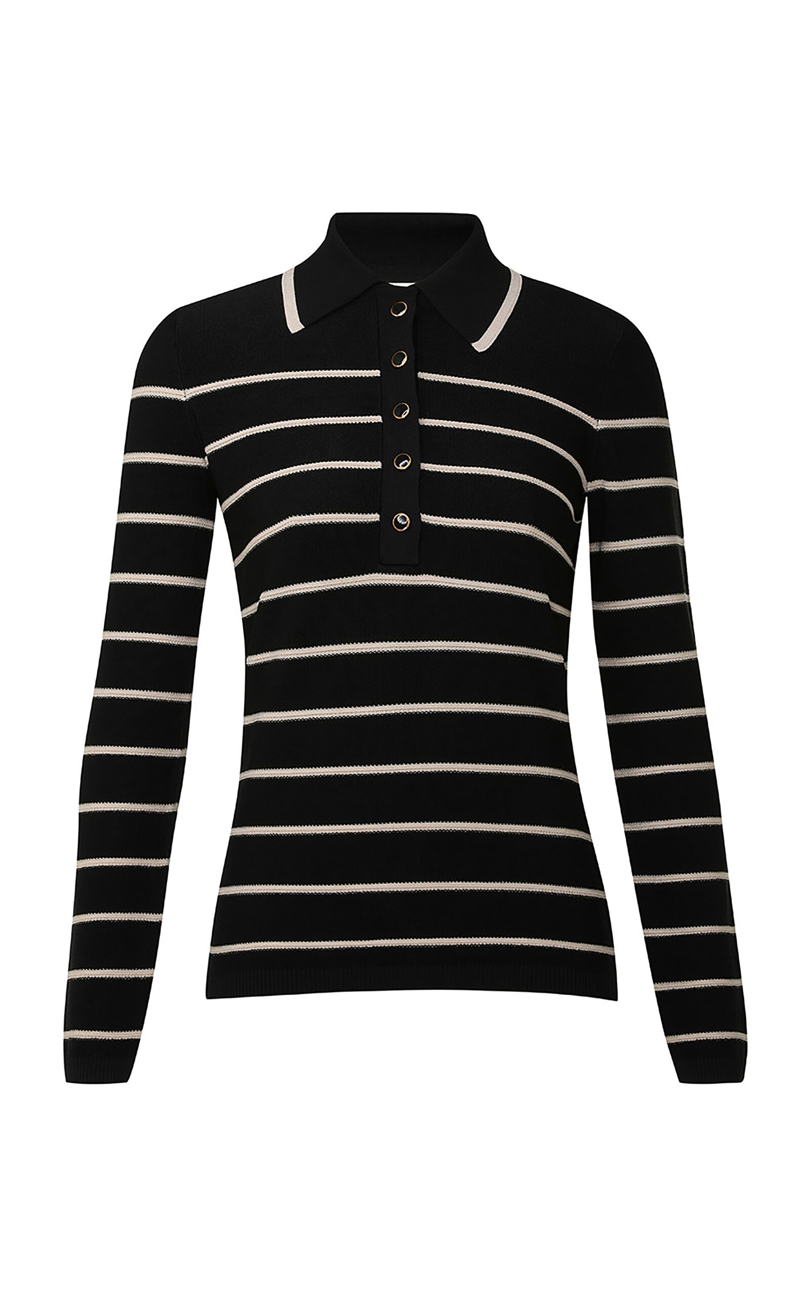 Crush Striped Knit Polo Top black/white - 1