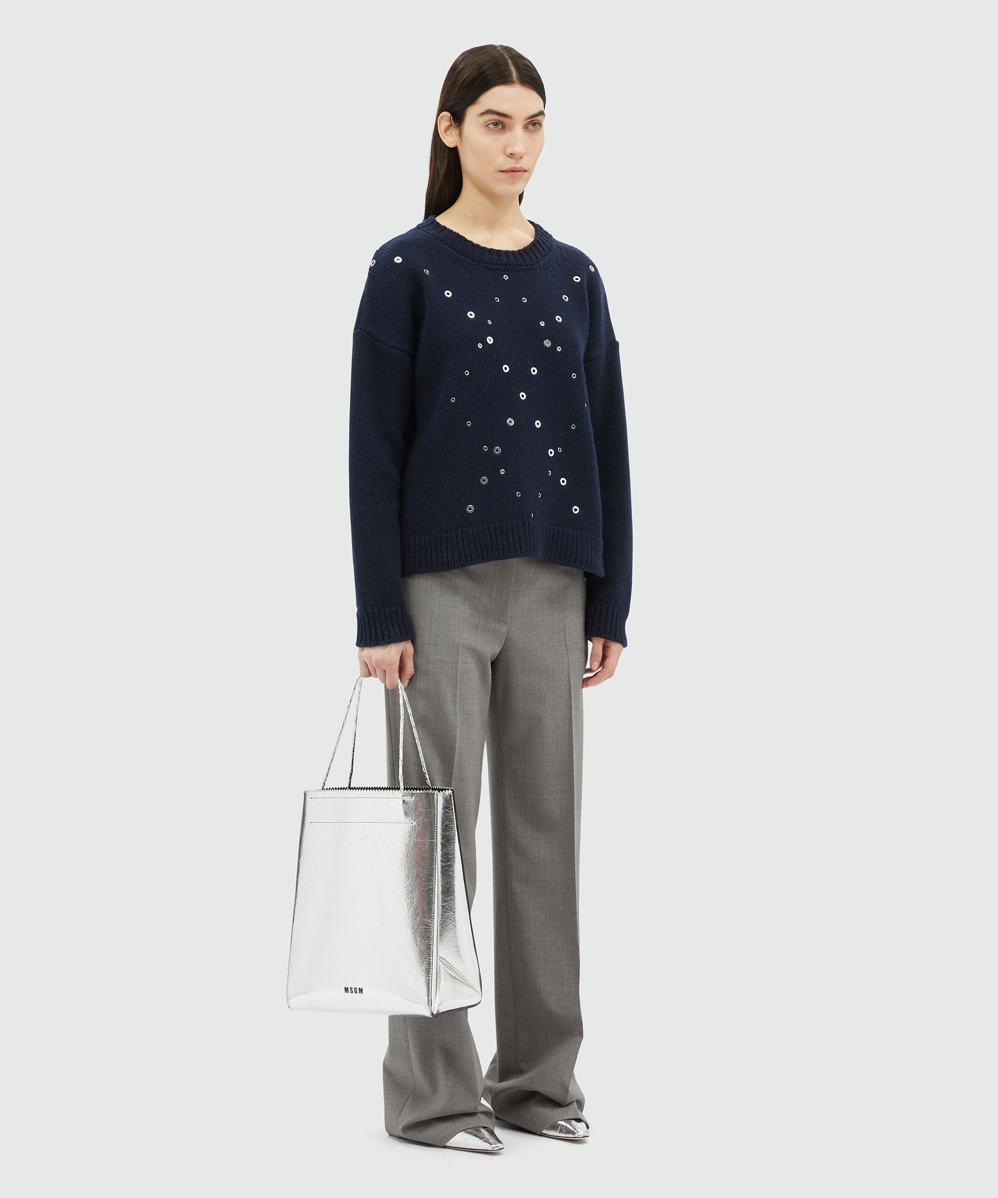 Wool and cashmere sweater with studs - 4
