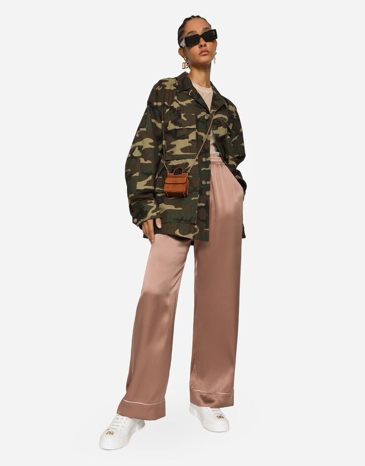 Satin pajama pants with piping - 5