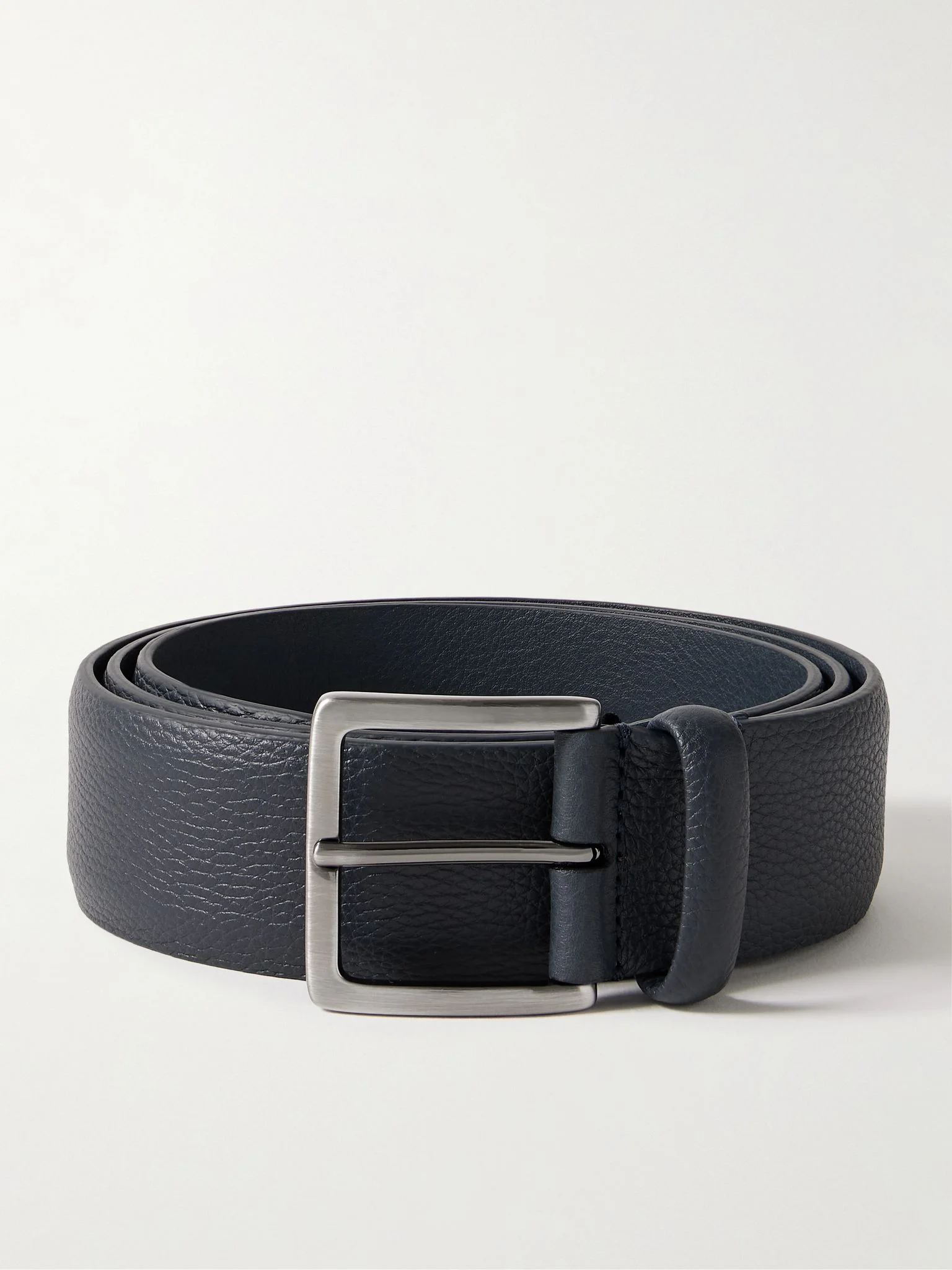 4cm Full-Grain Leather Belt Navy - 1