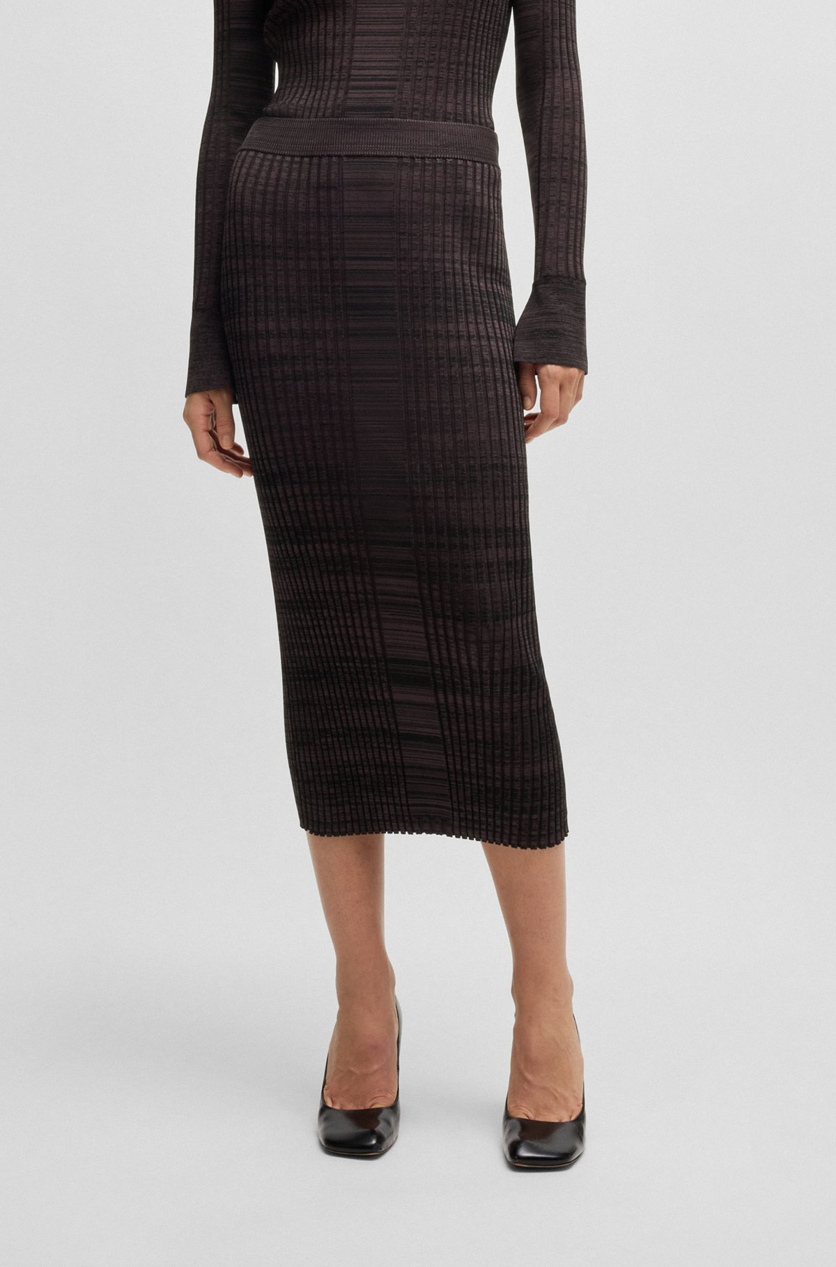 RIBBED-KNIT MIDI SKIRT IN MOULINÉ YARNS - 2