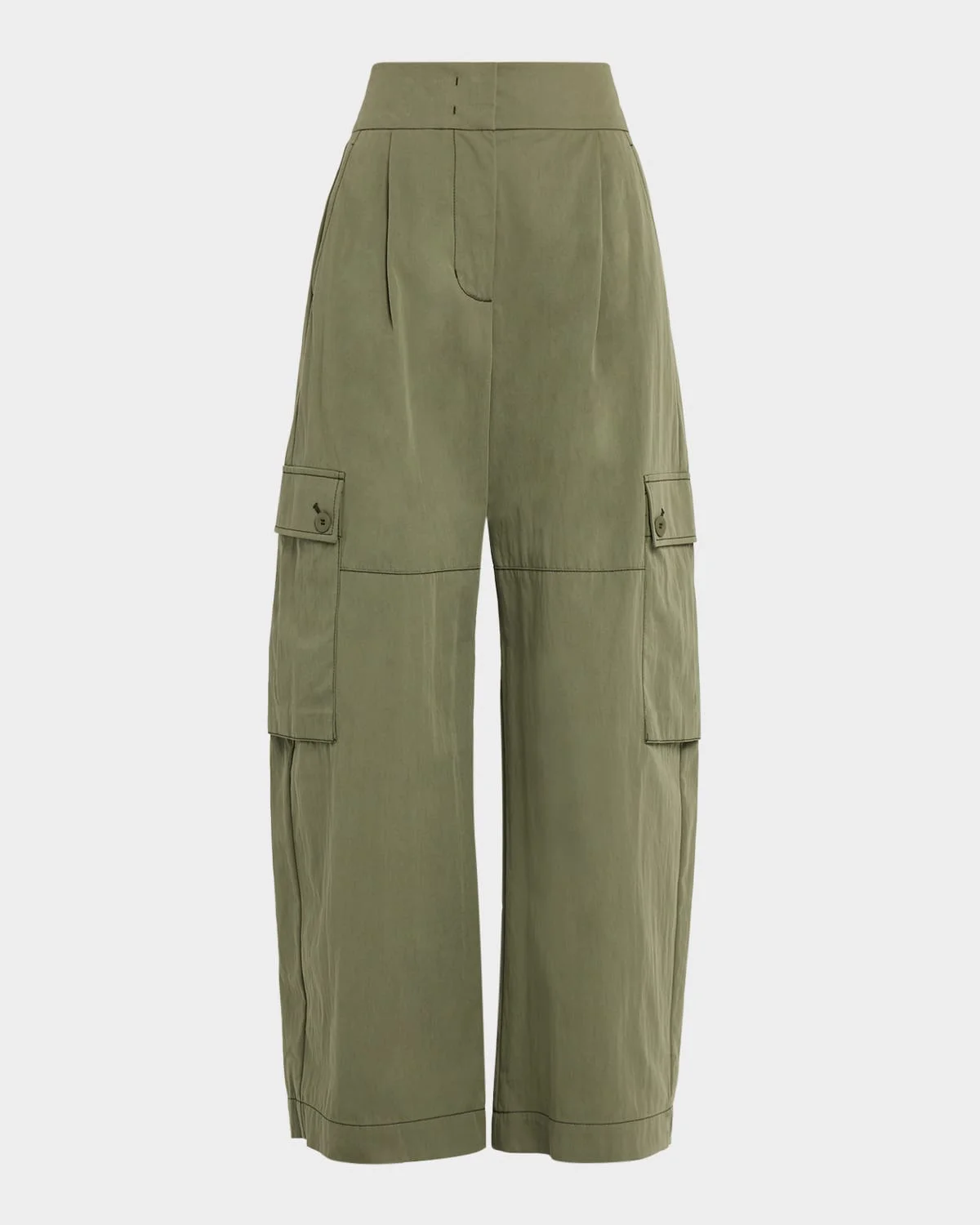 Barrel-Leg Gabardine Cargo Pants - 1